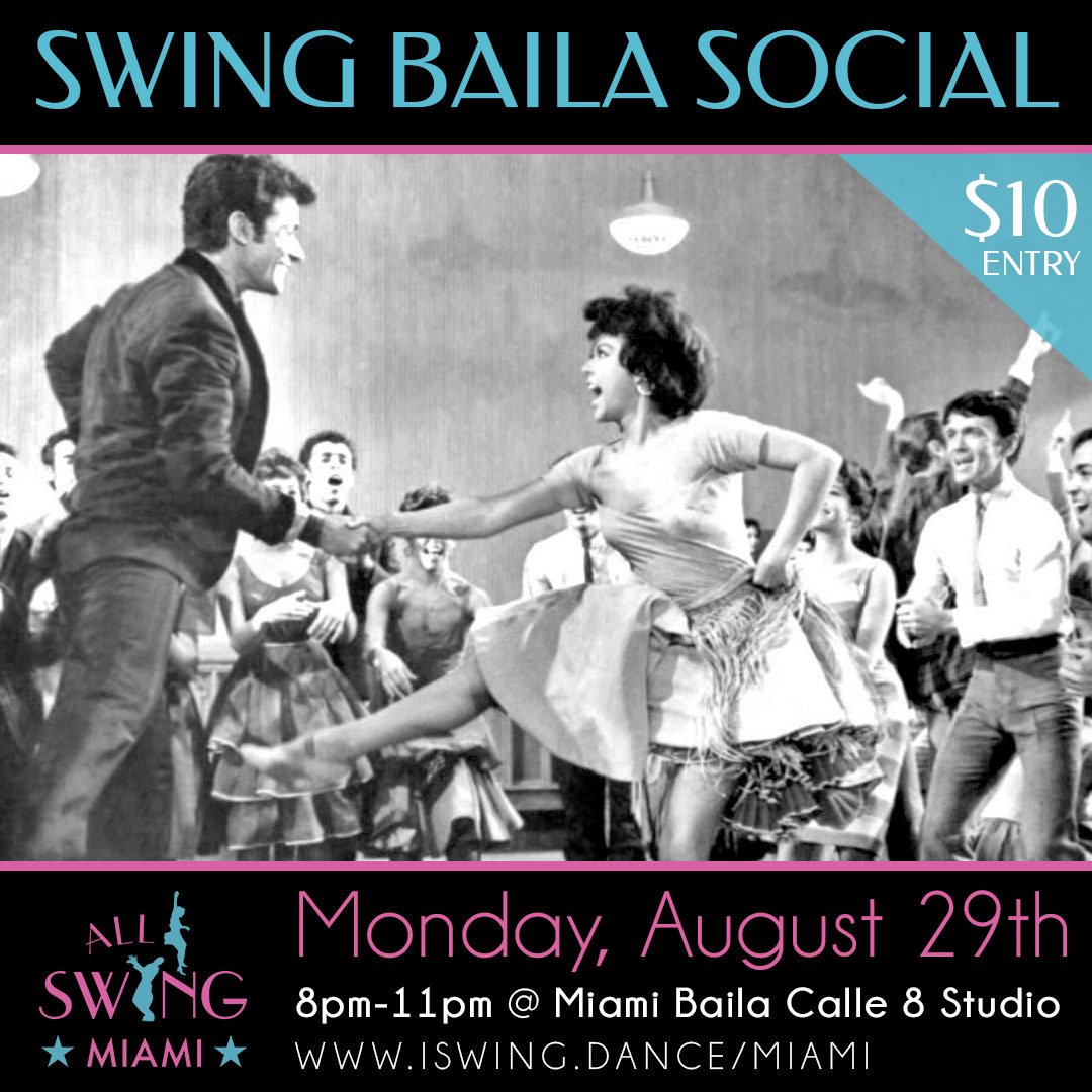 Swing Baila Social $10 Entry on Monday August 29 from 8pm to 11pm
